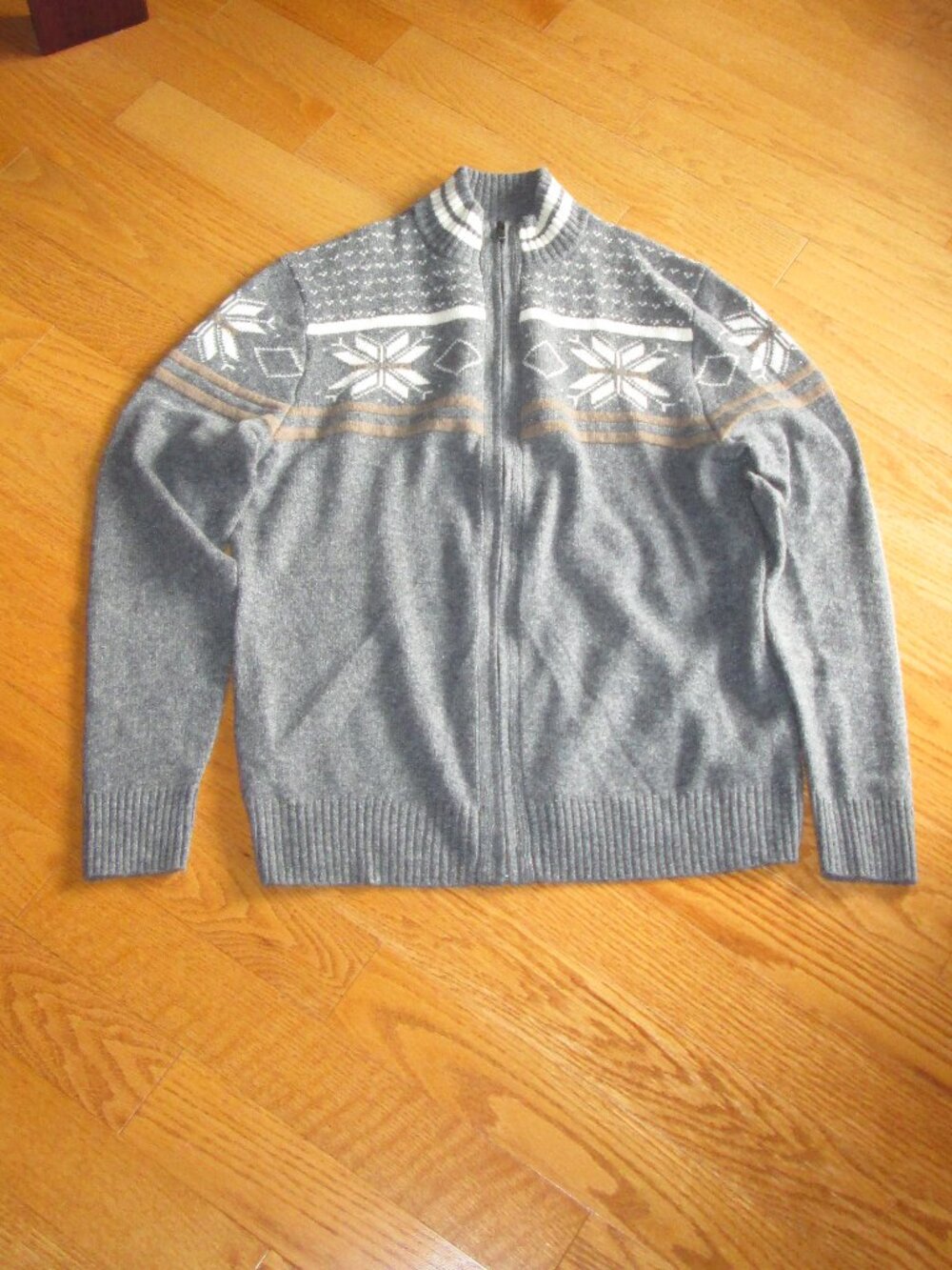 NWT Men's Hudson North Fair Isle Heather Grey Full Zip Cardigan Sweater Size M
